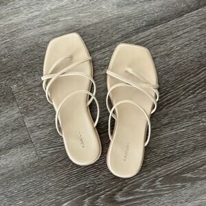 Kaanas Kapok Square Toe Strappy Flat Sandals Minimalist Nude Beige 7